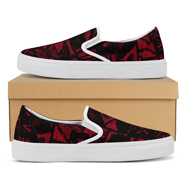 Sandwich Isles Red Tapa Skate Slipon Shoes