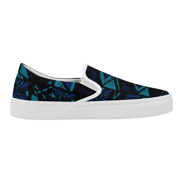 Sandwich Isles Blue Tapa Skate Slipon Shoes