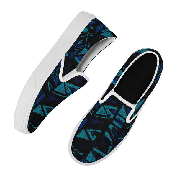 Sandwich Isles Blue Tapa Skate Slipon Shoes