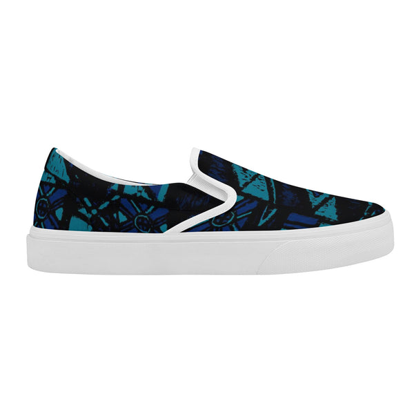 Sandwich Isles Blue Tapa Skate Slipon Shoes