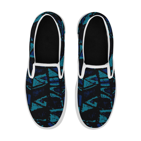 Sandwich Isles Blue Tapa Skate Slipon Shoes