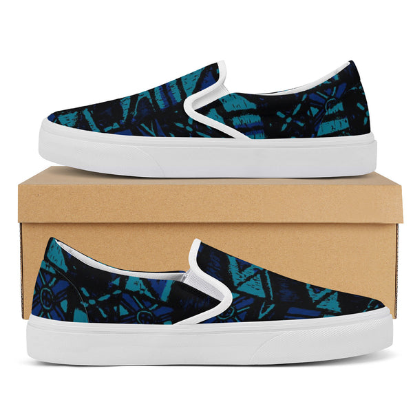 Sandwich Isles Blue Tapa Skate Slipon Shoes