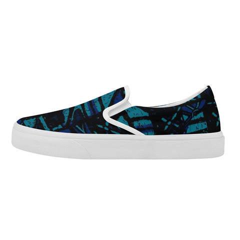 Sandwich Isles Blue Tapa Skate Slipon Shoes